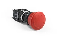 D Serisi Plastik 1NC Acil Stop Yuvarlak 30 mm Çevirmeli Kısa Kırmızı 16 mm Buton